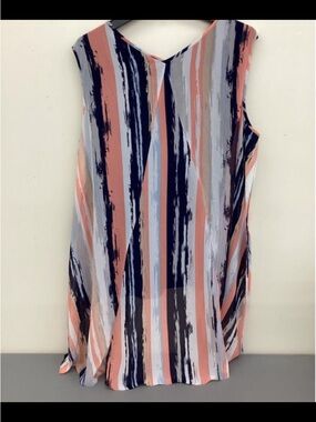 NWT Sami & Jo Striped V-Neck Sleeveless Camisole - Coral, Navy & Gray